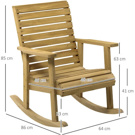 OUTSUNNY Fauteuil De Jardin à Bascule Rocking Chair Style Néo-rétro Bois Sapin Autoclave 5 OUTSUNNY Fauteuil De Jardin à Bascule Rocking Chair Style Néo-rétro Bois Sapin Autoclave – Image 3