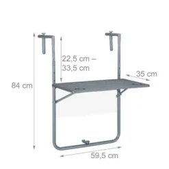 Relaxdays Table De Balcon Suspendue Rabattable, Rectangulaire, HxL: 59,5x60 Cm, Hauteur 3 Niveaux 2 Porte-boissons, Gris 10 Relaxdays Table De Balcon Suspendue Rabattable, Rectangulaire, HxL: 59,5x60 Cm, Hauteur 3 Niveaux 2 Porte-boissons, Gris -Promos Verde Rêverie Boutique 89371871 4