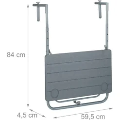 Relaxdays Table De Balcon Suspendue Rabattable, Rectangulaire, HxL: 59,5x60 Cm, Hauteur 3 Niveaux 2 Porte-boissons, Gris 11 Relaxdays Table De Balcon Suspendue Rabattable, Rectangulaire, HxL: 59,5x60 Cm, Hauteur 3 Niveaux 2 Porte-boissons, Gris -Promos Verde Rêverie Boutique 89371871 5