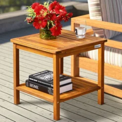 Table Basse De Jardin En Bois D'acacia 45 X 45 Cm Table D'appoint 2 Niveaux Intérieur Extérieur 9 Table Basse De Jardin En Bois D'acacia 45 X 45 Cm Table D'appoint 2 Niveaux Intérieur Extérieur -Promos Verde Rêverie Boutique 89605417 3