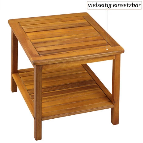 Table Basse De Jardin En Bois D'acacia 45 X 45 Cm Table D'appoint 2 Niveaux Intérieur Extérieur 7 Table Basse De Jardin En Bois D'acacia 45 X 45 Cm Table D'appoint 2 Niveaux Intérieur Extérieur – Image 5