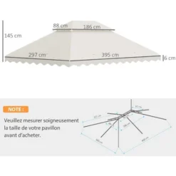 OUTSUNNY Toile De Rechange Pour Barnum Tonnelle 4 X 3 M Tissu Polyester Haute Densité 180 G/m² Anti-UV Crème 9 OUTSUNNY Toile De Rechange Pour Barnum Tonnelle 4 X 3 M Tissu Polyester Haute Densité 180 G/m² Anti-UV Crème -Promos Verde Rêverie Boutique 89605838 3