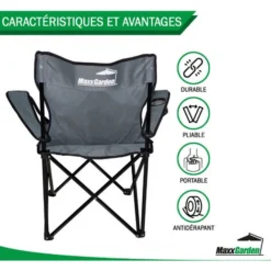 Chaise De Camping - Chaise De Pêche - Pliante - Gris - MaxxGarden -Promos Verde Rêverie Boutique 89716453 4