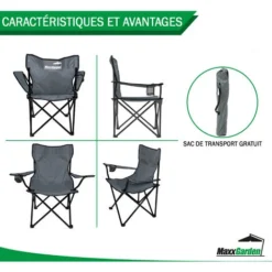 Chaise De Camping - Chaise De Pêche - Pliante - Gris - MaxxGarden -Promos Verde Rêverie Boutique 89716453 5
