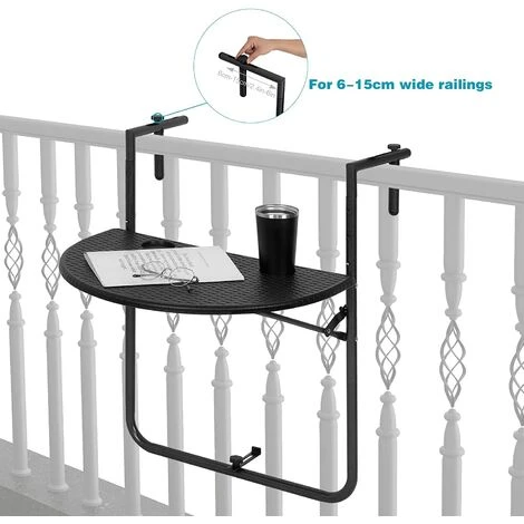 WOLTU Table De Balcon Suspendue. Petite Table Murale Rabattable Avec 3 Hauteurs Réglables. En Aspect Rotin. Noir CPT8143sz 3 WOLTU Table De Balcon Suspendue. Petite Table Murale Rabattable Avec 3 Hauteurs Réglables. En Aspect Rotin. Noir CPT8143sz