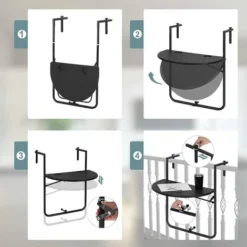 WOLTU Table De Balcon Suspendue. Petite Table Murale Rabattable Avec 3 Hauteurs Réglables. En Aspect Rotin. Noir CPT8143sz 11 WOLTU Table De Balcon Suspendue. Petite Table Murale Rabattable Avec 3 Hauteurs Réglables. En Aspect Rotin. Noir CPT8143sz -Promos Verde Rêverie Boutique 89720308 5