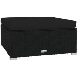 Repose-pied De Jardin Coussin Noir 70x70x30 Cm Résine Tressée 8 Repose-pied De Jardin Coussin Noir 70x70x30 Cm Résine Tressée -Promos Verde Rêverie Boutique 89827447 2