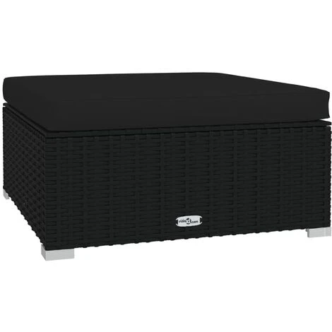 Repose-pied De Jardin Coussin Noir 70x70x30 Cm Résine Tressée 4 Repose-pied De Jardin Coussin Noir 70x70x30 Cm Résine Tressée – Image 2