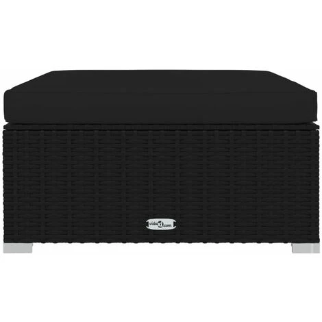 Repose-pied De Jardin Coussin Noir 70x70x30 Cm Résine Tressée 5 Repose-pied De Jardin Coussin Noir 70x70x30 Cm Résine Tressée – Image 3