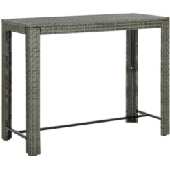 Table De Bar De Jardin Gris 140,5x60,5x110,5 Cm Résine Tressée