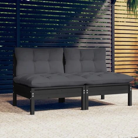 Canapé Fixe 2 Places De Jardin Canapé Relax - Banc De Jardin Avec Coussins Anthracite Bois De Pin BV477123 - BonneVie 3 Canapé Fixe 2 Places De Jardin Canapé Relax - Banc De Jardin Avec Coussins Anthracite Bois De Pin BV477123 - BonneVie