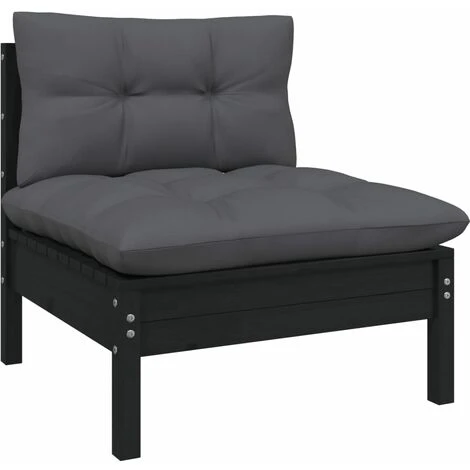 Canapé Fixe 2 Places De Jardin Canapé Relax - Banc De Jardin Avec Coussins Anthracite Bois De Pin BV477123 - BonneVie 5 Canapé Fixe 2 Places De Jardin Canapé Relax - Banc De Jardin Avec Coussins Anthracite Bois De Pin BV477123 - BonneVie – Image 3