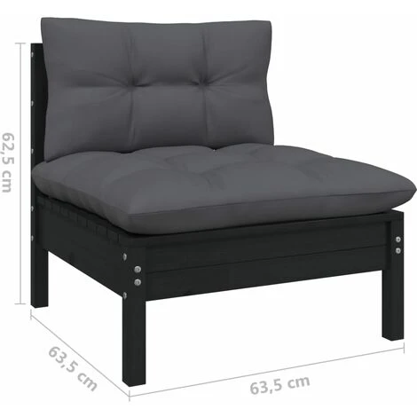 Canapé Fixe 2 Places De Jardin Canapé Relax - Banc De Jardin Avec Coussins Anthracite Bois De Pin BV477123 - BonneVie 7 Canapé Fixe 2 Places De Jardin Canapé Relax - Banc De Jardin Avec Coussins Anthracite Bois De Pin BV477123 - BonneVie – Image 5