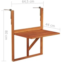Table Suspendue De Balcon Table D'extérieur - 64,5x44x80 Cm Bois D'acacia Massif BV906622 - BonneVie 11 Table Suspendue De Balcon Table D'extérieur - 64,5x44x80 Cm Bois D'acacia Massif BV906622 - BonneVie -Promos Verde Rêverie Boutique 90041403 5