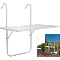 Table Suspendue De Balcon Table D'extérieur - Pliable Blanc 60x40x1,2 Cm BV607407 - BonneVie