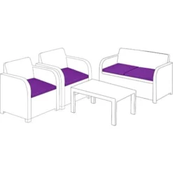 Gardenista Extérieur Remplacement Président Coussins De Siège, Résistant à L'eau Coussins De Siège De Canapé Pour Meubles En Rotin Avec Siège En Polyester Ignifugé Tampon, Violet (4 Pièces)