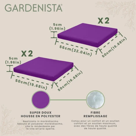 Gardenista Extérieur Remplacement Président Coussins De Siège, Résistant à L'eau Coussins De Siège De Canapé Pour Meubles En Rotin Avec Siège En Polyester Ignifugé Tampon, Violet (4 Pièces) 4 Gardenista Extérieur Remplacement Président Coussins De Siège, Résistant à L'eau Coussins De Siège De Canapé Pour Meubles En Rotin Avec Siège En Polyester Ignifugé Tampon, Violet (4 Pièces) – Image 2