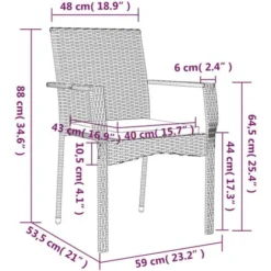 Mobilier à Dîner De Jardin 9pcs Et Coussins Noir Résine Tressée VidaXL -Promos Verde Rêverie Boutique 90604094 3
