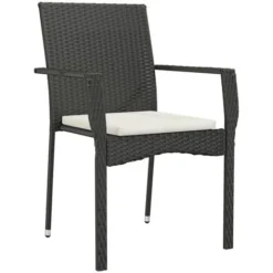 Mobilier à Dîner De Jardin 9pcs Et Coussins Noir Résine Tressée VidaXL -Promos Verde Rêverie Boutique 90604094 4