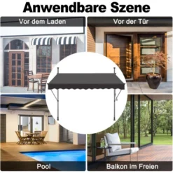 AUFUN Store Banne Manuelle Store Pour Balcon(300cm,Gris Foncé) 10 AUFUN Store Banne Manuelle Store Pour Balcon(300cm,Gris Foncé) -Promos Verde Rêverie Boutique 91060856 4