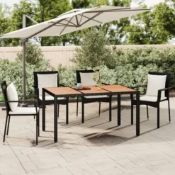 Table De Jardin Plateau En Bois Noir Résine Tressée Bois Massif VidaXL 8 Table De Jardin Plateau En Bois Noir Résine Tressée Bois Massif VidaXL -Promos Verde Rêverie Boutique 91063808 2