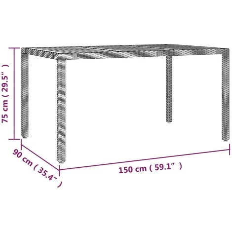 Table De Jardin Plateau En Bois Noir Résine Tressée Bois Massif VidaXL 5 Table De Jardin Plateau En Bois Noir Résine Tressée Bois Massif VidaXL – Image 3