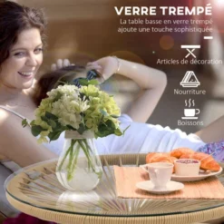 OUTSUNNY Table Basse Ronde De Jardin En Résine Aspect Rotin Métal Et Plateau Verre Trempé Ø 50 X 50H Cm Beige 11 OUTSUNNY Table Basse Ronde De Jardin En Résine Aspect Rotin Métal Et Plateau Verre Trempé Ø 50 X 50H Cm Beige -Promos Verde Rêverie Boutique 91119035 5