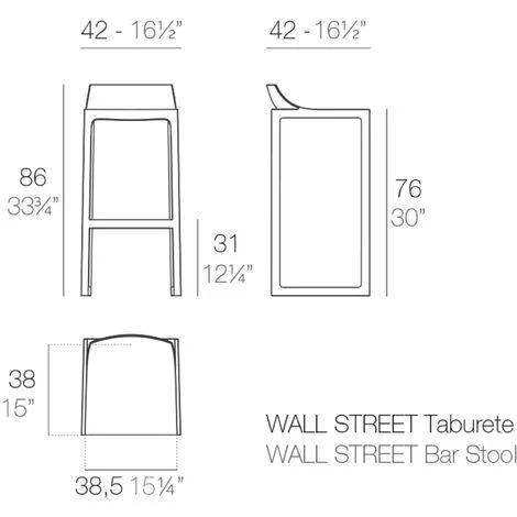 Tabouret Vondom Wall Street 42x42x86 - Blanc - Lot De 2 Unités 5 Tabouret Vondom Wall Street 42x42x86 - Blanc - Lot De 2 Unités – Image 3