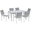 OUTSUNNY Ensemble De Jardin 6 Personnes Chaises Empilables Table à Manger Dim. 150L X 90l X 72H Cm Plateau Verre Acier époxy Textilène Gris 1 OUTSUNNY Ensemble De Jardin 6 Personnes Chaises Empilables Table à Manger Dim. 150L X 90l X 72H Cm Plateau Verre Acier époxy Textilène Gris -Promos Verde Rêverie Boutique 91400248 1