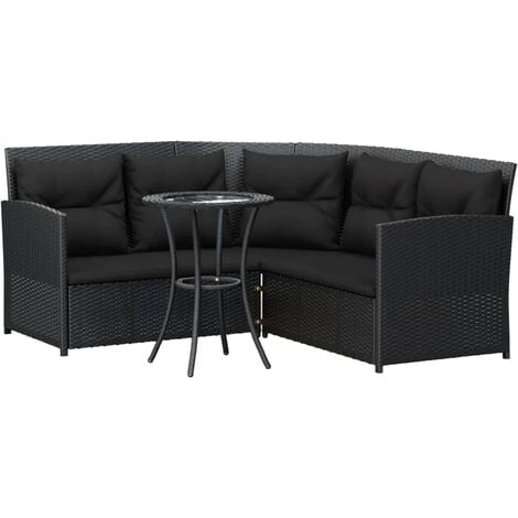 Ensemble De Canapés En L 2pcs Avec Coussins Noir Résine Tressée VidaXL 3 Ensemble De Canapés En L 2pcs Avec Coussins Noir Résine Tressée VidaXL
