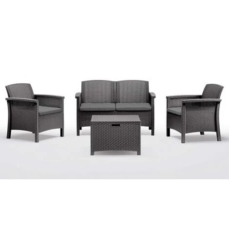 Kit De Salon Gris Canapé De Jardin Extérieur Venise à Similrattan 4 Sièges Avec Coussins 3 Kit De Salon Gris Canapé De Jardin Extérieur Venise à Similrattan 4 Sièges Avec Coussins