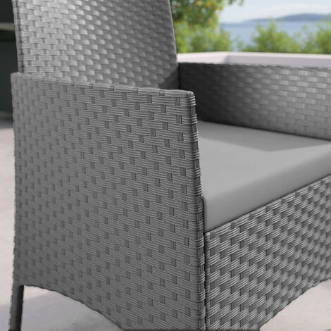 IMORA - Salon De Jardin Résine Tressée Gris - Ensemble 4 Places - Canapé + Fauteuil + Table 4 IMORA - Salon De Jardin Résine Tressée Gris - Ensemble 4 Places - Canapé + Fauteuil + Table – Image 2