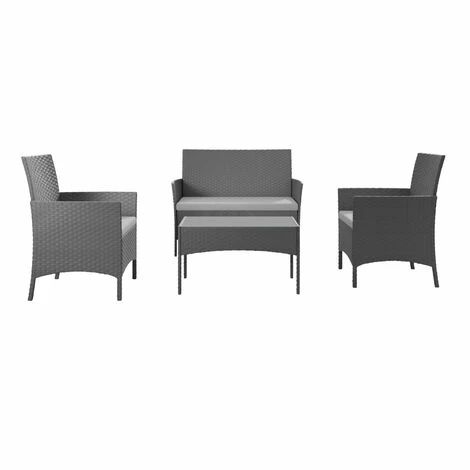 IMORA - Salon De Jardin Résine Tressée Gris - Ensemble 4 Places - Canapé + Fauteuil + Table 5 IMORA - Salon De Jardin Résine Tressée Gris - Ensemble 4 Places - Canapé + Fauteuil + Table – Image 3
