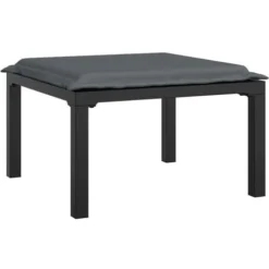 Repose-pied De Jardin Avec Coussin Noir Et Gris Résine Tressée VidaXL