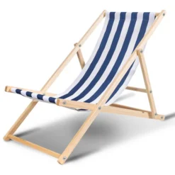 Chaise Longue De Jardin Chaise Longue En Pin Pliable Chaise Longue De Balcon En Bois Chaise De Plage Bleu Blanc