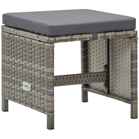 JOLI® Mode Tabourets De Jardin 4 Pcs - Chaises D'extérieur Avec Coussins Résine Tressée Gris TOP57689 4 JOLI® Mode Tabourets De Jardin 4 Pcs - Chaises D'extérieur Avec Coussins Résine Tressée Gris TOP57689 – Image 2