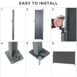 Soges Store Latéral Extensible étanche Protection Solaire écran De Confidentialité Pour Balcon, Terrasse, Jardin Protection Contre Le Vent, 300cm X 160cm Gris 9 Soges Store Latéral Extensible étanche Protection Solaire écran De Confidentialité Pour Balcon, Terrasse, Jardin Protection Contre Le Vent, 300cm X 160cm Gris -Promos Verde Rêverie Boutique 92695174 3