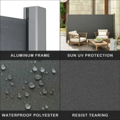 Soges Store Latéral Extensible étanche Protection Solaire écran De Confidentialité Pour Balcon, Terrasse, Jardin Protection Contre Le Vent, 300cm X 160cm Gris 11 Soges Store Latéral Extensible étanche Protection Solaire écran De Confidentialité Pour Balcon, Terrasse, Jardin Protection Contre Le Vent, 300cm X 160cm Gris -Promos Verde Rêverie Boutique 92695174 5