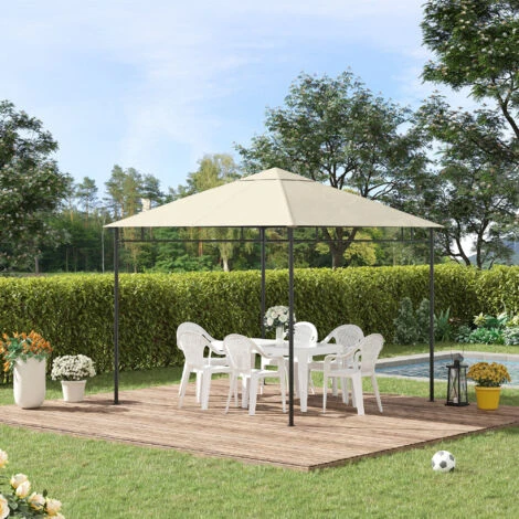 OUTSUNNY Toile De Rechange Pour Pavillon Tonnelle Tente 3 X 3 M Polyester Haute Densité 180 G/m² Revêtement PA Anti-UV Crème 4 OUTSUNNY Toile De Rechange Pour Pavillon Tonnelle Tente 3 X 3 M Polyester Haute Densité 180 G/m² Revêtement PA Anti-UV Crème – Image 2