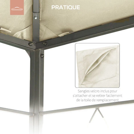 OUTSUNNY Toile De Rechange Pour Pavillon Tonnelle Tente 3 X 3 M Polyester Haute Densité 180 G/m² Revêtement PA Anti-UV Crème 7 OUTSUNNY Toile De Rechange Pour Pavillon Tonnelle Tente 3 X 3 M Polyester Haute Densité 180 G/m² Revêtement PA Anti-UV Crème – Image 5