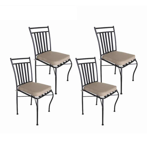 Ensemble De 4 Chaises De Jardin Avec Coussin Chillvert Tivoli 40,5x50,5x89 Cm Fabriquées En Acier Et Polyester Noir Et Beige 3 Ensemble De 4 Chaises De Jardin Avec Coussin Chillvert Tivoli 40,5x50,5x89 Cm Fabriquées En Acier Et Polyester Noir Et Beige