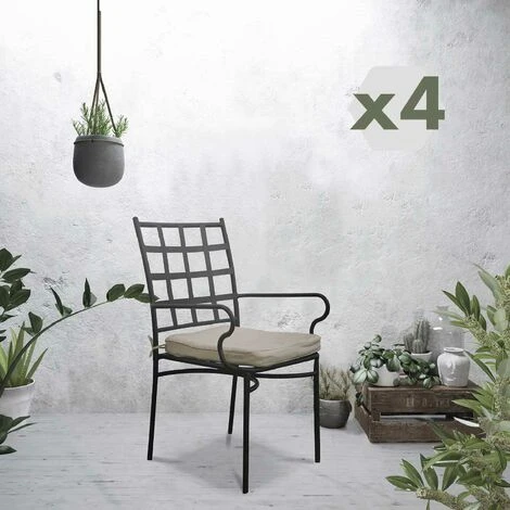 Ensemble De 4 Chaises De Jardin Avec Coussin Chillvert Tivoli 40,5x50,5x89 Cm Fabriquées En Acier Et Polyester Noir Et Beige 4 Ensemble De 4 Chaises De Jardin Avec Coussin Chillvert Tivoli 40,5x50,5x89 Cm Fabriquées En Acier Et Polyester Noir Et Beige – Image 2