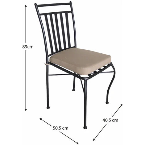 Ensemble De 4 Chaises De Jardin Avec Coussin Chillvert Tivoli 40,5x50,5x89 Cm Fabriquées En Acier Et Polyester Noir Et Beige 6 Ensemble De 4 Chaises De Jardin Avec Coussin Chillvert Tivoli 40,5x50,5x89 Cm Fabriquées En Acier Et Polyester Noir Et Beige – Image 4