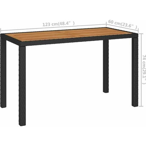 JOLI® Mode Ensemble Repas De Jardin D'extérieur - Mobilier D'extérieur 6 Pcs Résine Tressée Et Bois D'acacia Noir TOP80468 6 JOLI® Mode Ensemble Repas De Jardin D'extérieur - Mobilier D'extérieur 6 Pcs Résine Tressée Et Bois D'acacia Noir TOP80468 – Image 4