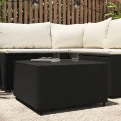 JOLI® Mode Table Intérieur Ou Extérieur - Table Basse De Jardin Carré Noir 50x50x30 Cm Résine Tressée TOP33302