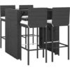 Ensemble De Bar De Jardin 5 Pcs Avec Coussins Noir Poly Rotin VidaXL
