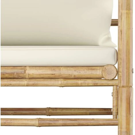 Canapé De Jardin,Canapé De Jardin Avec Coussins Blanc Crème Bambou 3 Canapé De Jardin,Canapé De Jardin Avec Coussins Blanc Crème Bambou