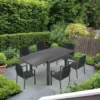 （Set Of 6）Table De Jardin Extensible Aluminium Métal époxy, Gris Foncé, Plateau De Table Gris Foncé