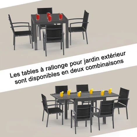(Set Of 6)Table De Jardin Extensible Aluminium Métal époxy, Gris Foncé, Plateau De Table Gris Foncé 4 (Set Of 6)Table De Jardin Extensible Aluminium Métal époxy, Gris Foncé, Plateau De Table Gris Foncé – Image 2