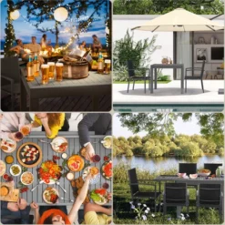 (Set Of 6)Table De Jardin Extensible Aluminium Métal époxy, Gris Foncé, Plateau De Table Gris Foncé 9 (Set Of 6)Table De Jardin Extensible Aluminium Métal époxy, Gris Foncé, Plateau De Table Gris Foncé -Promos Verde Rêverie Boutique 93883179 3